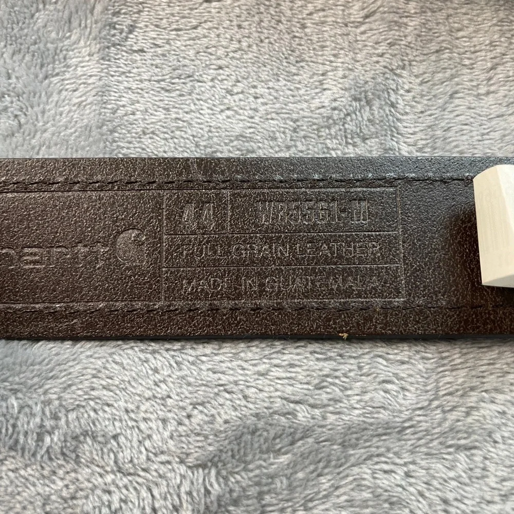 Carhartt Men's Brown Full Grain Leather Belt 44 WB5511-M Workwear Buckle